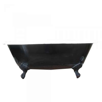 spa cast iron bathtub with black paint and black clawfoot