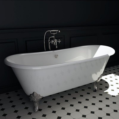 classical bathroom dual cast iron whirlpool bathtub for two person with clawfoot and accessories