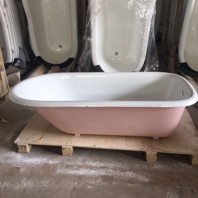 classic roll top cast iron freestanding bathtub good quality for projects in pink deliver to door