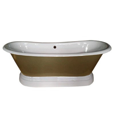 tradition porcelain 72 inch cast iron bathtub with gold paint and white plinth